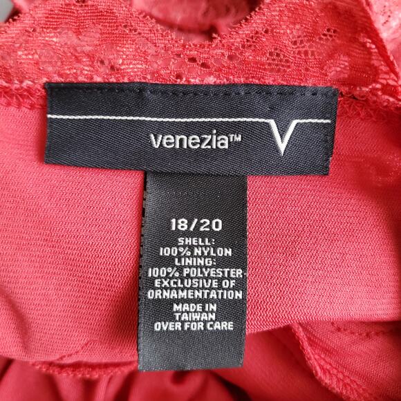 90s Y2K Venezia Lane Bryant Red Lace Babydoll Milkmaid Top 18 Whimsy Feminine - Picture 3 of 8